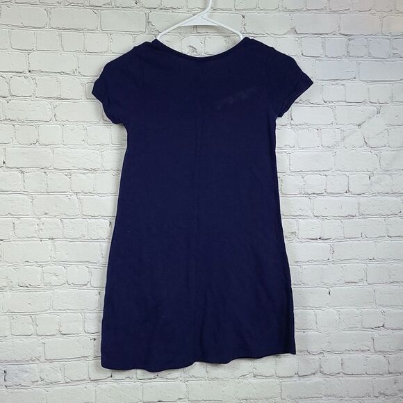 Justice Girls 10 Navy Blue Sequin Heart Soft French Terry Short Sleeve Dress - Picture 4 of 6
